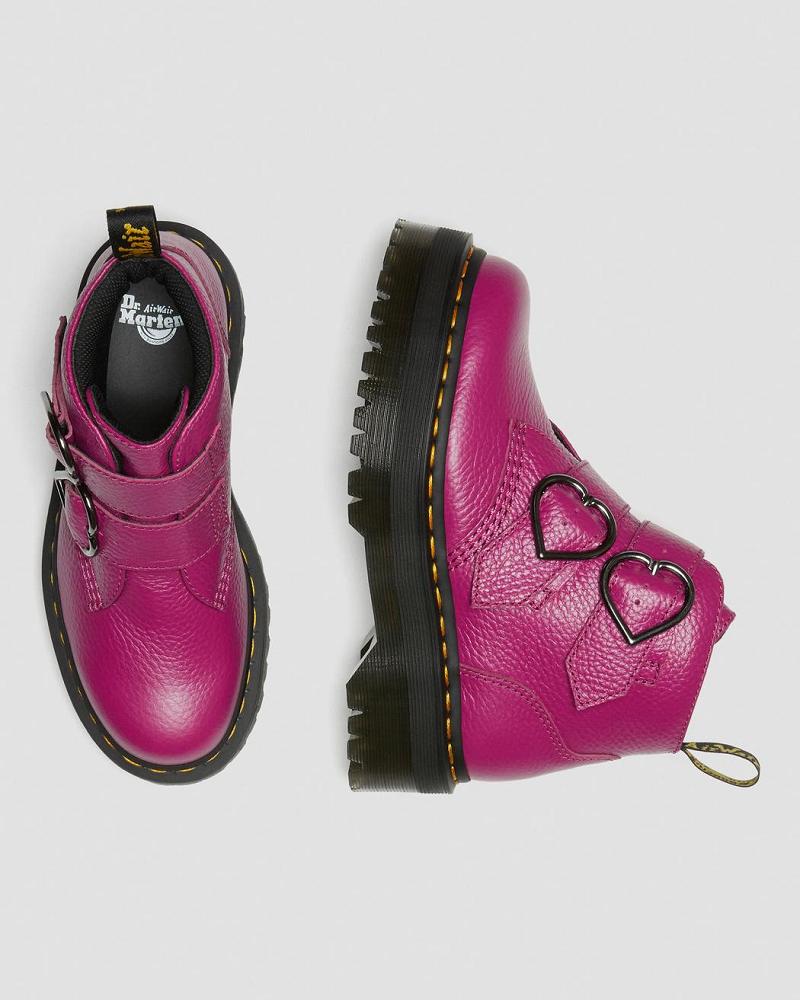 Women's Dr Martens Devon Heart Leather Platform Boots Pink | AU 234DFM